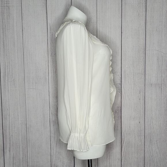 FRAME Feminine Tuck 100% Silk Off White Top, NWT, size Large - Picture 3 of 8